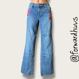 MICHAEL Michael Kors Floral Embroidered Boot Cut Denim Jeans – Size 6